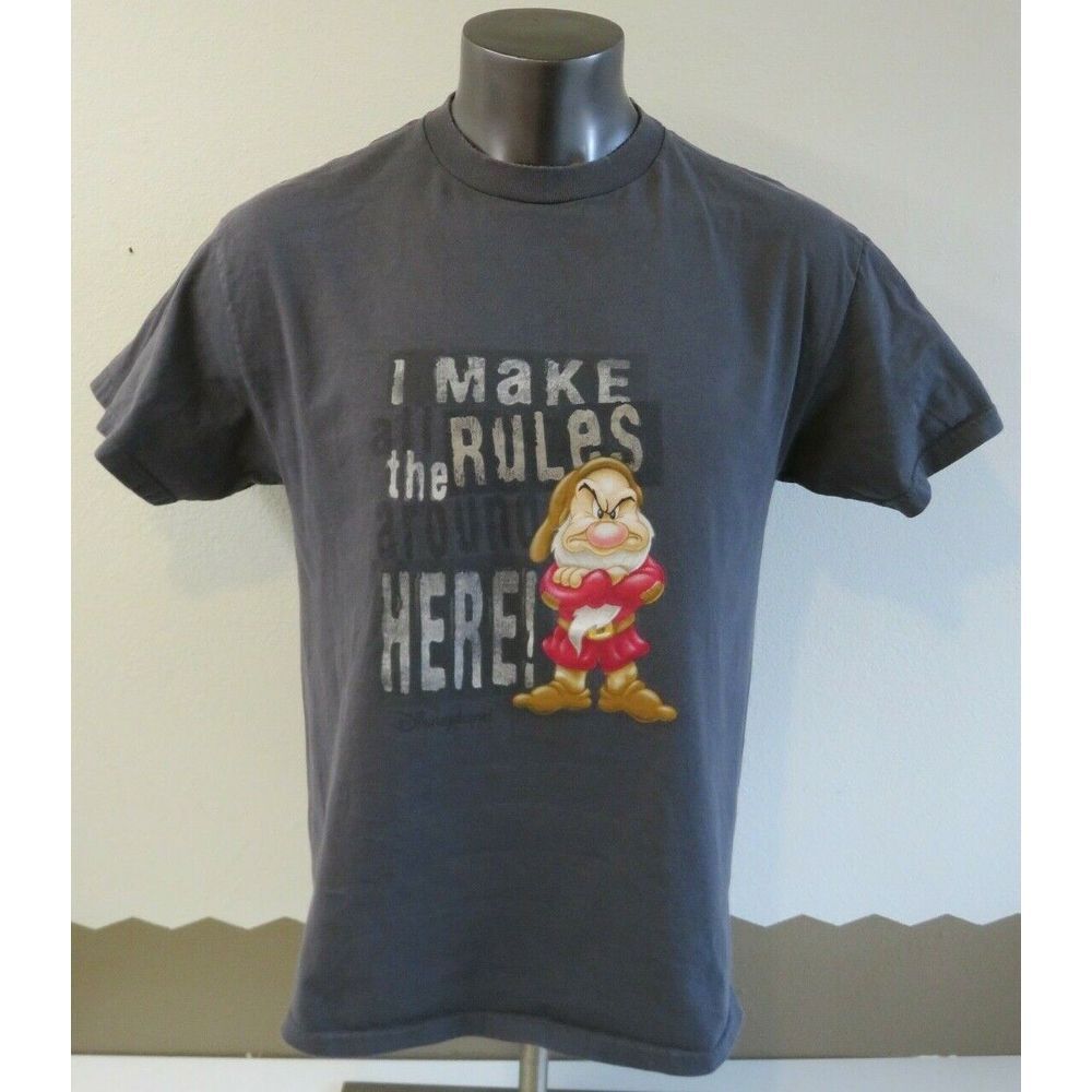 Mens Disney Grumpy‎ I Make The Rules Around Here Gray T Shirt Size L Snow White